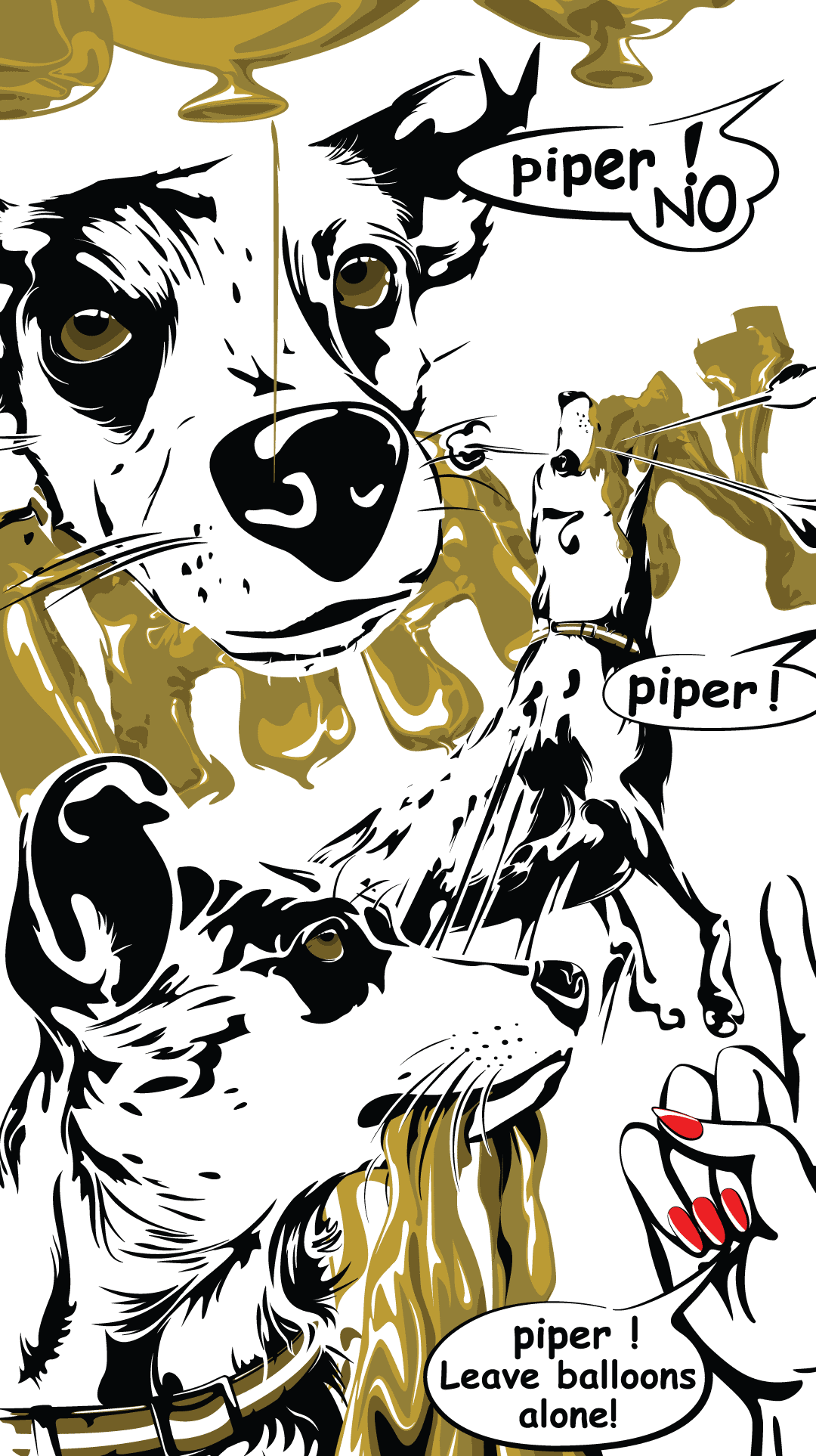  dog happy play illustration ballons